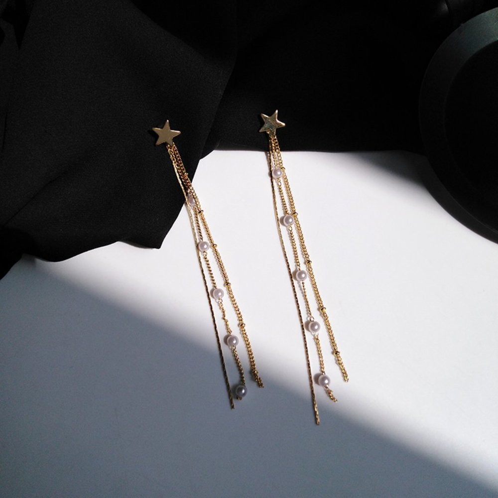 Shooting Star Pearls Start Drop Earrings - Picture 9 of 11
